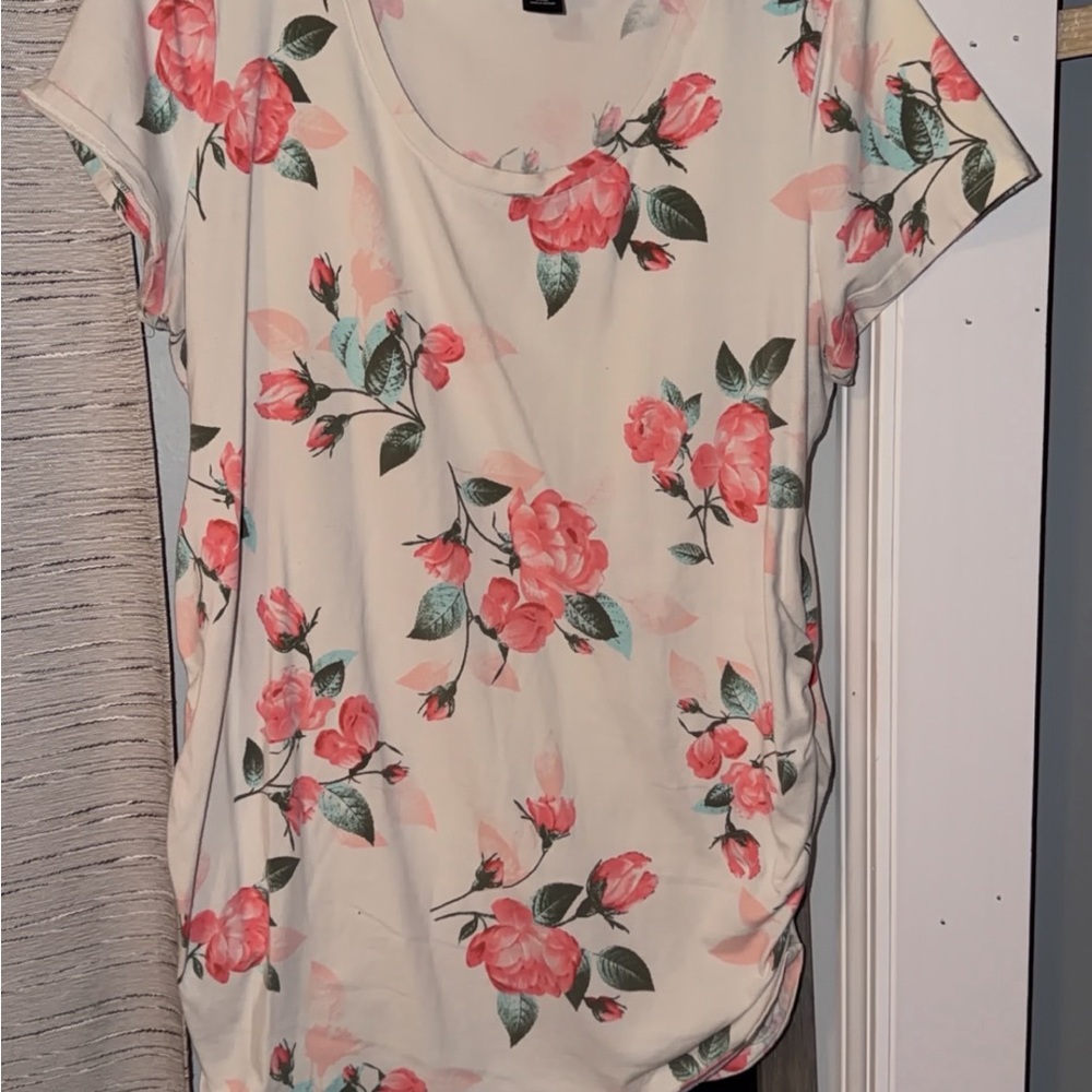 Oh Baby by Motherhood Pink and Cream Floral Blouse